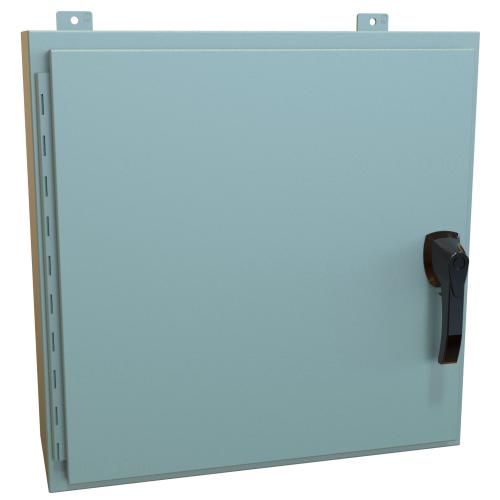 Hammond Manufacturing HW24248GYHK | NEMA 4/12 Wallmount Enclosure with Handle, Hinged, 24" x 24" x 8", Steel/Gray
