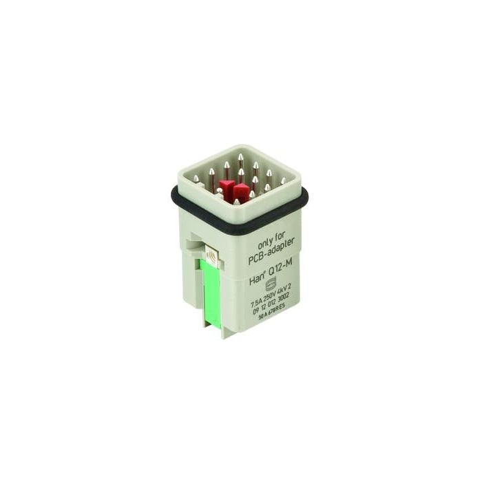 Harting 9120123002 | Han Q12-M Male Insert for PCB Adapter