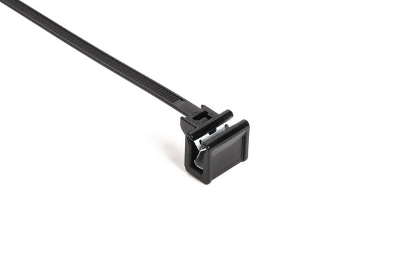 HellermannTyton 126-00036 | 1-Piece Cable Tie & Edge Clip, 8" Long, EC34, Panel Thickness .04"-.12", 50 lbs, PA66HS, Black, 500/bag