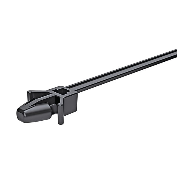 HellermannTyton 126-00082 | 1-Piece Cable Tie/Arrowhead Mount with Wings, 6"L, 50lb, 0.24 - 0.26" Mtg Hole, PA66HIRHS, Natural, 500/bag