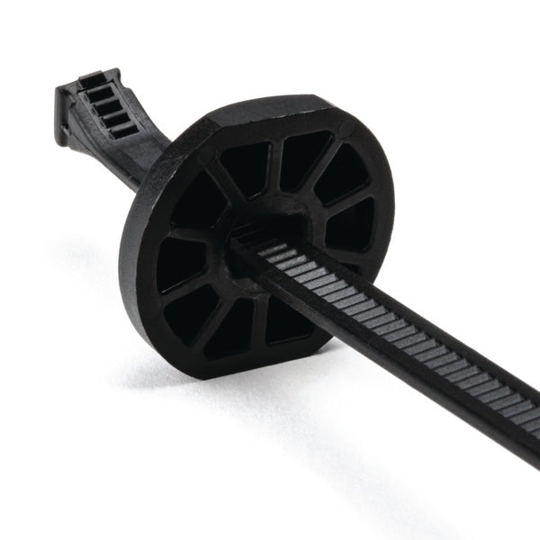 HellermannTyton 132-00008 | Button Head Cable Tie with Retainers and Pilot Bushings, 10.5" Long, PA66HIRHSUV, Black, 50/pkg