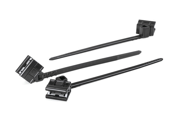 HellermannTyton 133-00059 | 1-Piece Cable Tie & Edge Clip, 3.5" Long, Ec5, Panel Thickness .04 - 0.12", 50 Lb, Pa66Hs, Black, 500/Bg