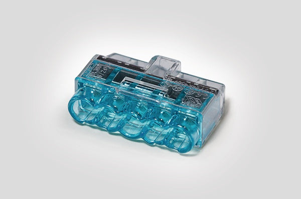 HellermannTyton 148-90039 | HelaCon Plus Mini, Push-In Style Wire Connector, Double Spring, 5-Port, (PC), Blue, 75/pkg