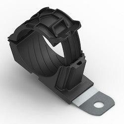 HellermannTyton 151-01509 | Ratchet P-Clamp, 1.38-2.01 in Bundle Dia, 15° Short, 0.33 in Hole Dia, Black, 160/Carton