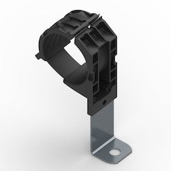 HellermannTyton 151-01522 | Ratchet P-Clamp, 1.38-2.01 in Bundle Dia, 90° Long, 0.41 in Hole Dia, PA66HIRHSUV/ST/ZN, Black, 140/Carton