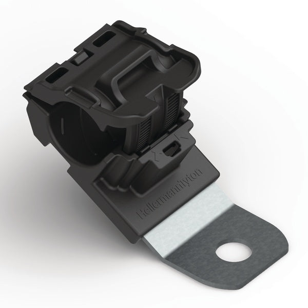 HellermannTyton 151-01961 | Ratchet P-Clamp, 0.52 - 0.77" Bundle Dia, 30° Short, 0.41" Hole Dia, Pa66Hirhsuv/Ss304, Black, 280/Ctn