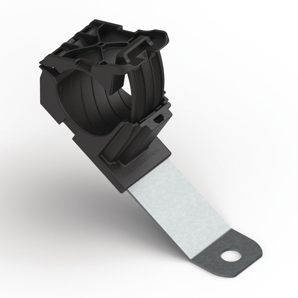 HellermannTyton 151-01997 | Ratchet P-Clamp, 0.76 - 1.42" Bundle Dia, 30° Long, 0.41" Hole Dia, Pa66Hirhsuv/Ss304, Black, 140/Ctn