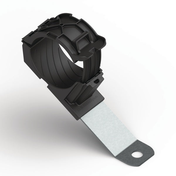 HellermannTyton 151-02029 | Ratchet P-Clamp, 1.38 - 2.01" Bundle Dia, 30° Long, 0.33" Hole Dia, Pa66Hirhsuv/Ss304, Black, 140/Ctn