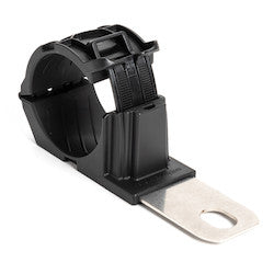HellermannTyton 151-02437 | Ratchet P-Clamp, 1.38"-2.01" Bundle Dia, 180 Long, .47X.66 Hole Dia, PA66HIRHSUV, Black, 140/ctn