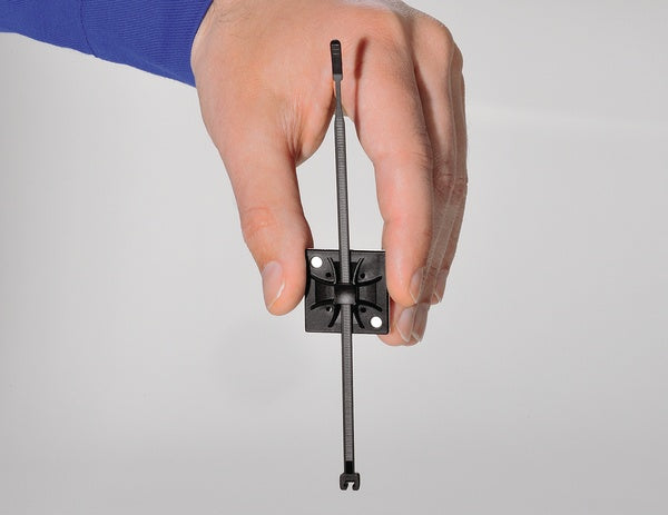 HellermannTyton 151-10916 | Q Tie Mount With Adhesive, 1.6" X 1.6" X 0.26", 4 Way Entry For Q18 Thru Q120 Ties, Pa66, Black, 50/Pkg