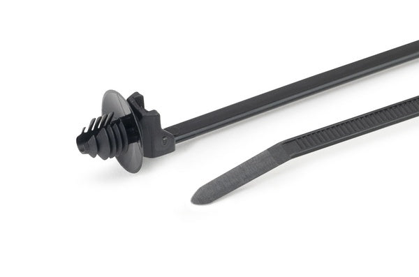 HellermannTyton 155-05800 | 1-Pc Cable Tie/Fir Tree Mount With Disc, 6.0"L, 0.26 - 0.28" Mounting Hole, Pa66Hirhs, Black, 1500/Pkg