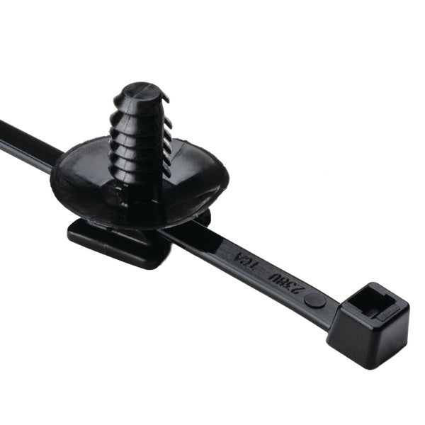 HellermannTyton 156-00329 | Heavy Duty Cable Tie/Fir Tree Mount, 8" x .5"L, .03"-.28" Panel Thick, 50lb, PA66HIRHS, Black, 500/pkg