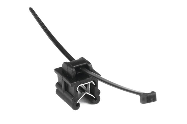 HellermannTyton 156-00537 | 2-Piece Cable Tie & Edge Clip, 8.0" Long, EC19, 3-6 mm Panel, 50lb, PA66HS/PA66HIRHSUV, Black, 500/pkg