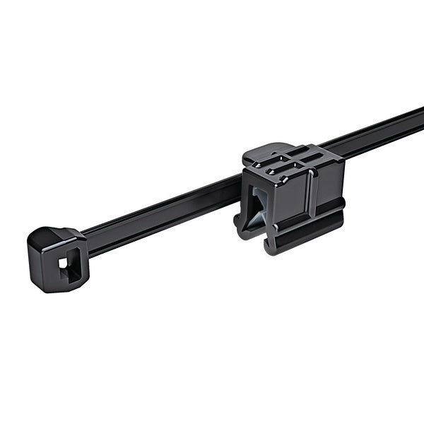 HellermannTyton 156-00875 | Outside Serrated Cable Tie & Edge Clip, 5.9" Long, EC22, 1-3 mm Panel, 50lb, PA66HS, Black, 500/pkg