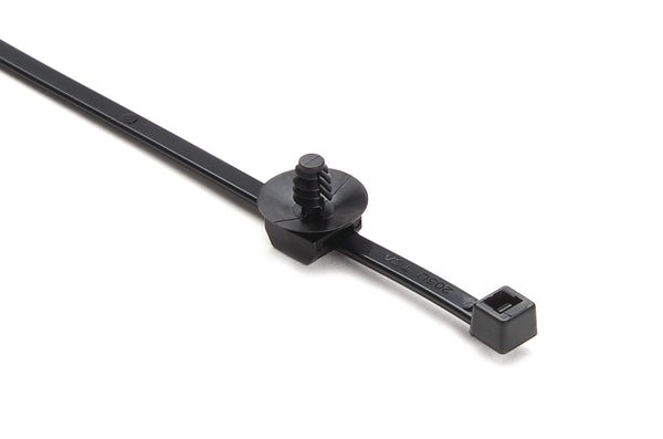 HellermannTyton 156-00953 | 2-Piece Cable Tie/Fir Tree Mount, 5.8"L, Bundle Dia. 0.16"-1.97", PA66HS, Black, 500/pkg