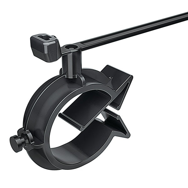 HellermannTyton 156-01342 | 1-Piece Cable Ties with Pipe Clip, 19-24.5mm, PA66HIRHS, Black, 500/pkg