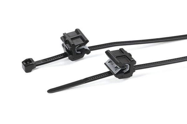HellermannTyton 156-01546 | Outside Serrated Cable Tie/Edge Clip, 5.7"L, 0.5-2.5 mm Panel, 30lb, PA66HS/PA66HIRHS, BK, 500/pkg