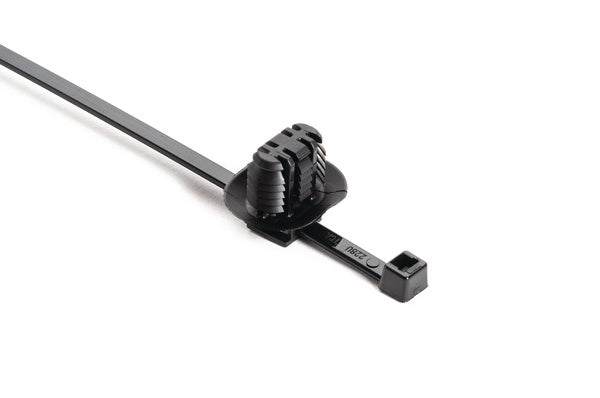 HellermannTyton 156-01640 | 2-Piece Cable Tie/Fir Tree Mount, 8.0" Long, 9-17 mm Mounting Hole, 50lb, PA66HS, Black, 3000/ctn