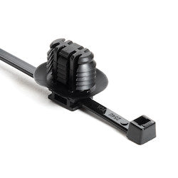 HellermannTyton 156-01641 | 2-Piece Cable Tie/Fir Tree Mount, 8.0" Long, 9-17 mm Mounting Hole, 50lb, PA66HIRHSUV, Black, 3000/ctn