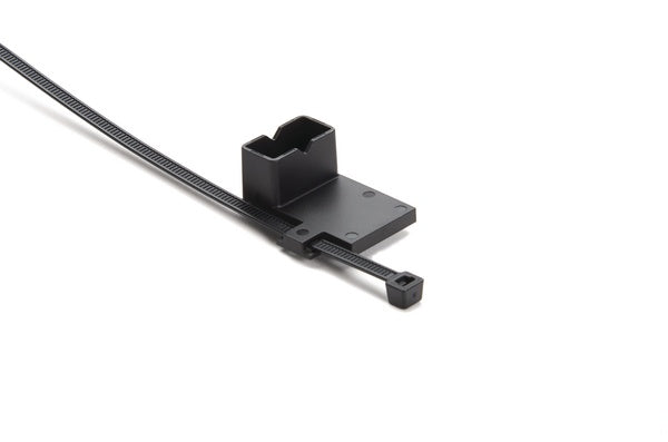 HellermannTyton 156-01652 | 2-Piece 5mm, 6mm Stud Mount Tie, 8.0"L, 50lb Tensile Strength, PA66HS/PA66HIRHSUV, Black, 2000/ctn