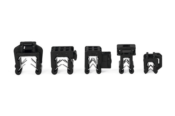 HellermannTyton 156-02228 | 2-Piece Cable Tie & Edge Clip, 8.0" Long, EC4B, 1-3 mm Panel, 50lb, PA66HIRHSUV/PA66HIRHSUVR5, Bk, 100/pkg