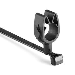 HellermannTyton 156-02255 | MOC Clip, 12 mm Transverse, Assembled to T50SVC Swivel Tie, PA66HIRHSUV, Black, 1000/ctn