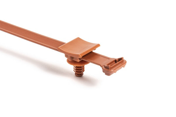 HellermannTyton 156-02434 | 2-Piece Cable Tie/Fir Tree Mount, 6.5mm Hole and M8 Threaded Hole, PA46, Brown, 1200/ctn