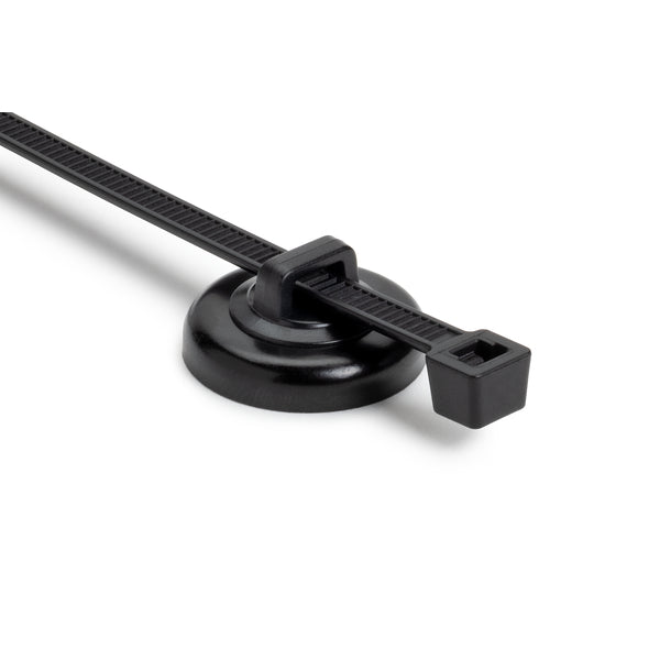 HellermannTyton 156-03233 | 2-Piece Cable Tie/Magnet Mount, Unassembled Set, 0.91" Dia, Magnet/POM/ST, 15lb Pull, Black, 100/Box