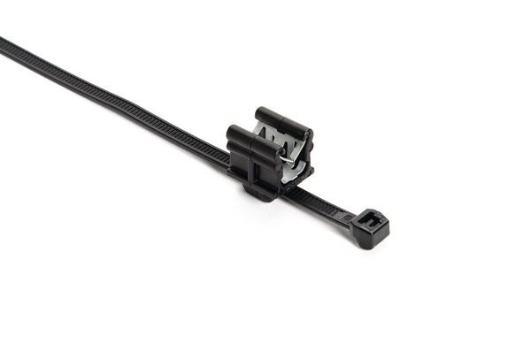 HellermannTyton 156-04601 | Outside Serrated Cable Tie & Edge Clip, 6.0" Long, Ec19, 3-6 Mm Panel, 50Lb, Pa66Hs, Black, 500/Pkg