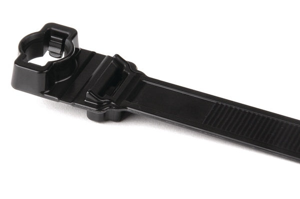 HellermannTyton 157-00034 | Wide Strap Cable Tie With 8Mm Stud Mount, 9.7" Long, 0.5" Wide, Pa66Hirhsuv, Black, 300/Bg