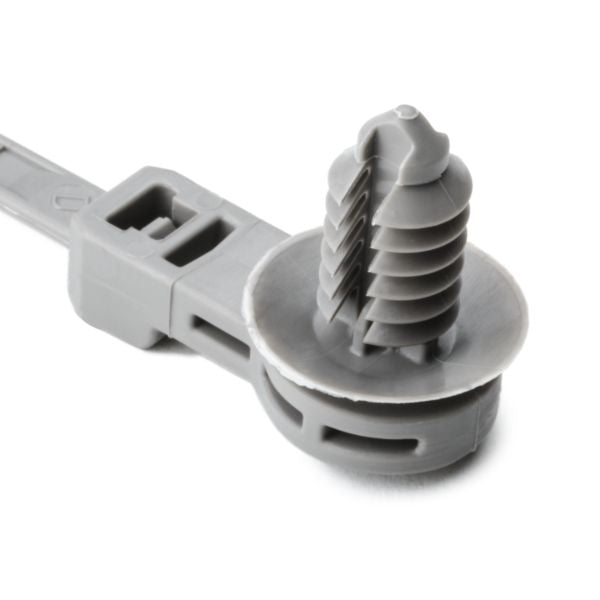 HellermannTyton 157-00130 | 1-Piece Cable Tie with Offset Fir Tree and Disc, 12.5 mm Offset, Gray, 4000/Carton
