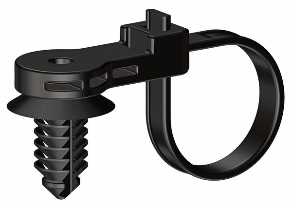 HellermannTyton 157-00131 | 1-Piece Cable Tie/Offset Fir Tree with Disc, 12.5 mm Offset, 8.5"L, 50lb Tensile Strength, PA66HIRHS, Black, 500/pkg