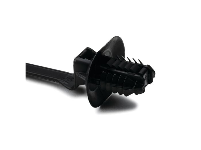 HellermannTyton 157-00142 | 1-Piece Cable Tie/Fir Tree Mount with Disc, 8.6"L, 6.2 - 13.0 mm, PA66HIRHS, Black, 3000/ctn