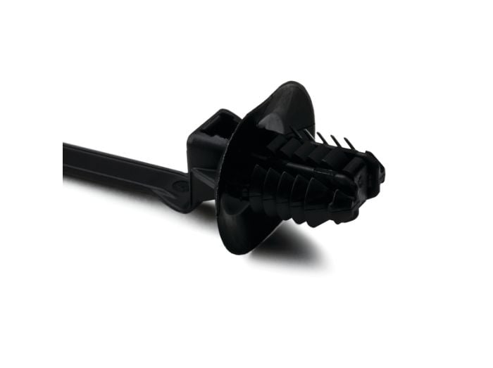 HellermannTyton 157-00143 | 1-Piece Cable Tie/Fir Tree Mount with Disc, 6.6"L, 6.2 - 13.0 mm, PA66HS, Black, 3000/pkg