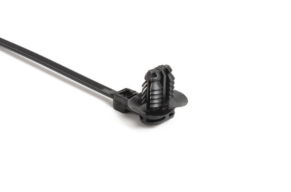 HellermannTyton 157-00224 | 1-Piece Cable Tie/Fir Tree Mount with Disc, 8.5"L, 6.2 - 13.0 mm, PA66HIRHS, Black, 500/bag