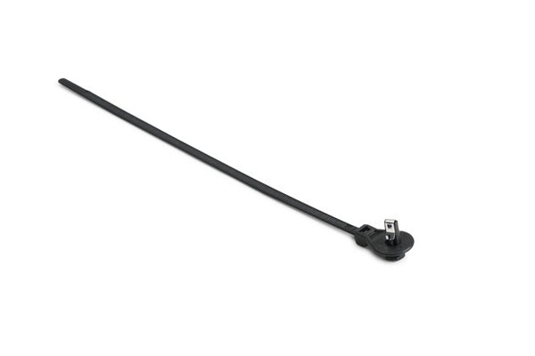 HellermannTyton 157-00329 | Blind Hole Mount Cable Tie, Offset, 8"L, .25" Thread/Non-Thread Hole, 50lb, PA66HS, Black, 500/bag