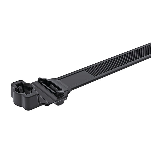 HellermannTyton 157-00402 | Wide Strap Cable Tie With .25" Stud Mount, 15.7" Long, 0.5" Wide, Pa66Hirhsuv, Black, 300/Bg