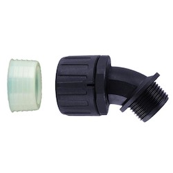HellermannTyton 166-90110 | HelaGuard Non-Metallic IP68 Fitting, 45-Elbow, NPT Thread, 0.75" Dia, Black, 10/pkg