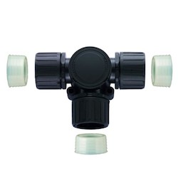 HellermannTyton 166-90170 | HelaGuard Non-Metallic IP68 Fitting, T-Connector, 0.75" Dia, PA66, Black, 3/pkg
