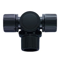 HellermannTyton 166-90175 | Helaguard Non-Metallic Ip66 Fitting, T-Connector, 0.75" Dia, Pa66, Black, 3/Pkg