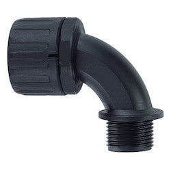 HellermannTyton 166-90466 | Helaguard Non-Metallic Ip66 Fitting, 90-Elbow, 2" Npt Thread, 2" Dia, Pa66, Black, 2/Pkg