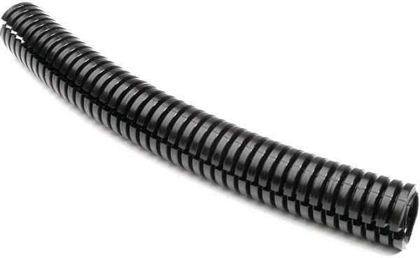 HellermannTyton 169-60018 | Convoluted Tubing, Slit, .38" Dia, PA6, Black with Gray Stripe, 100ft/box