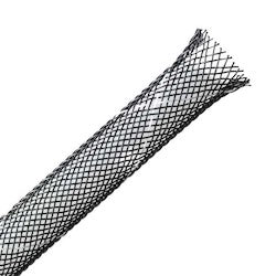 HellermannTyton 170-03006 | Braided Sleeving, Expandable, Flame Retardant, 0.25" Dia, Pet, Black, 200 Ft/Reel