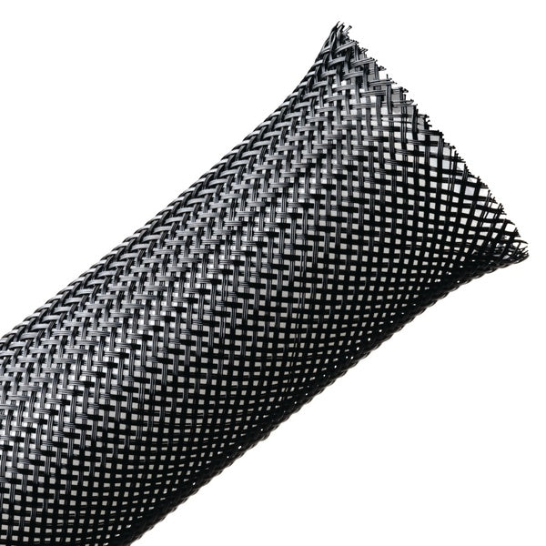 HellermannTyton 170-03014 | Braided Sleeving, Expandable, Fray Resistant, 1" Dia, Pet, Black, 50 Ft/Reel