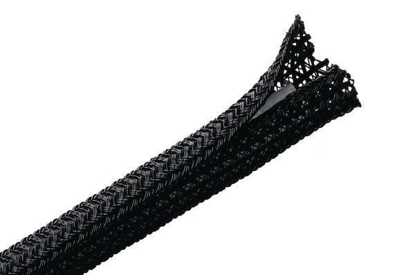 HellermannTyton 170-03024 | Braided Sleeving, Split Wrap, .5" Dia, PET, Black, 75 ft/reel
