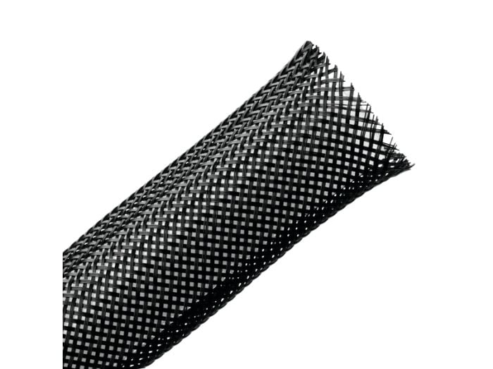 HellermannTyton 170-03028 | Braided Sleeving, Expandable, .75" Dia, PA66 Monofilament, Black, 75 ft/Reel
