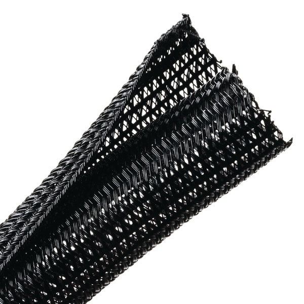 HellermannTyton 170-03038 | Braided Sleeving, Split Wrap, 0.75" Dia, Pet, Black, 50 Ft/Reel