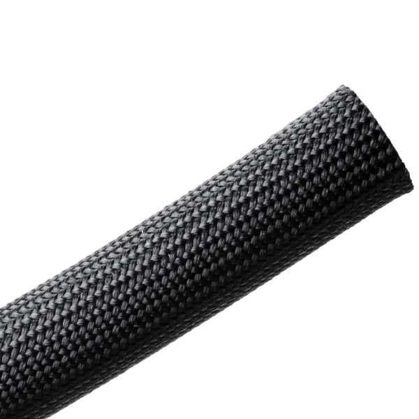 HellermannTyton 170-03060 | Braided Sleeving, Resin-Coated Fiberglass, 0.75" Dia., GF, Black, 50 ft Reel