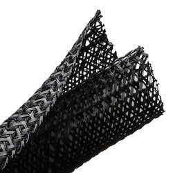 HellermannTyton 170-03145 | Braided Sleeving, Split Wrap, Flame Retardant, 1.25" Dia., PET, Black, 75 ft/Bulk Reel