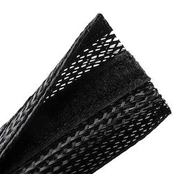 HellermannTyton 170-03152 | Braided Sleeving, Hook & Loop, 2.5" Dia, Pet, Black, 100 Ft/Bulk Reel